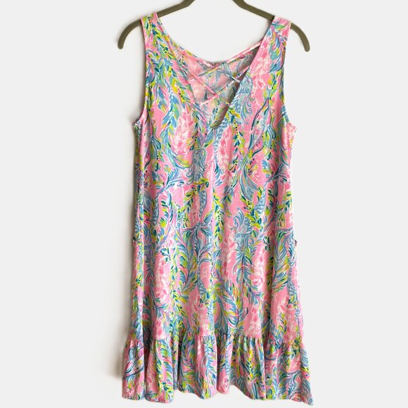 Lilly Pulitzer Kristen Ruffle Flounce Shift Dress in Unicorn of the Sea - Picture 2 of 16